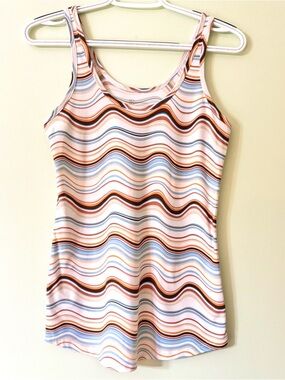 No Boundaries Wavy Stripe Tank Top - Blue, Brown, Cream, Orange